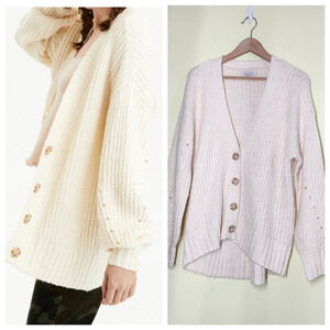 American Eagle Chunky Knit Oversized Cardigan Sweater Size XS Beige Casual Cozy